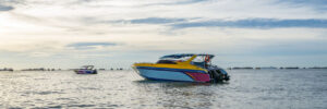 Boat and sunset in a beach of Thailand