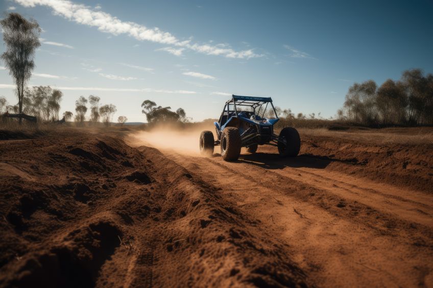 Off Road buggy on dirt track racing