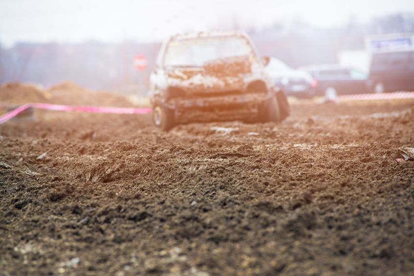 Mud track car in the dirt